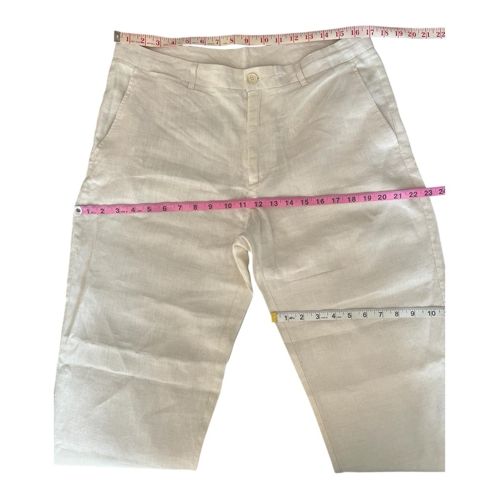 Men’s 100% Linen Pants by Tasso Elba Island in Cream - Size 34 - Picture 4 of 5